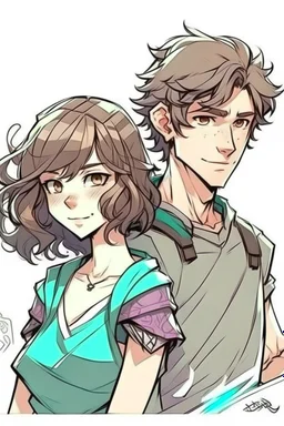 genç çift çizim tarzı kız kısa saçlı erkek kıvırcık raze erkek ve sage kız