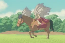 illustration fantasy horses of different colors in a field from afar