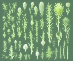 vector plants set illustration. watercolor white backdrop