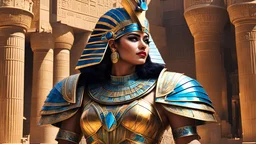 acrylic illustration, acrylic paint, oily sketch,1Egyptian female ,full body, queen, Egyptian Parrley_armor, big bulky futuristic armor, armor, egyptian royal head decoration, makeups, glowing eyes walking in the Egypt city cairo photorealistic, studio lighting, hard light, colors, hyperdetailed, hyperrealistic, 4K, Masterpiece, highres, absurdres scifi, iridescent gold wires