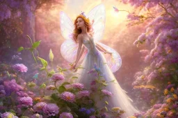 one very little beautiful fairy on a big crystal subtle flower in a galactic ambiance, transparent petals, delicate colors, in the foreground, full of details, smooth, bright sunshine，soft light atmosphere, light effect，vaporwave colorful, concept art, smooth, extremely sharp detail, finely tuned detail, ultra high definition, 8 k, unreal engine 5, ultra sharp focus