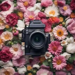 press camera from flowers