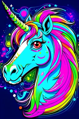 Cartoon pfp character detailed unicorn rainbow neon