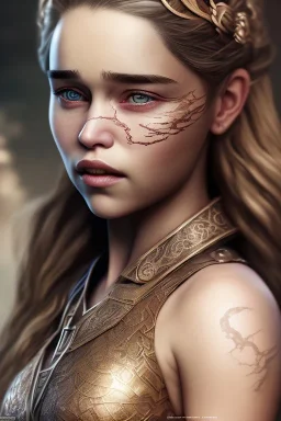 full portrait body, emilia clarke, maximum quality, maximum detailed, intricate viking clothes, colored makeup, 8k, light effetc, fog, particles,