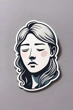 A minimalistic fantasy sticker of a sleepy person's face