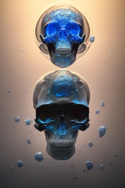 A glass headed skull with sapphire eys wearing a futuristic uniform, 8k resolution concept art portrait by Greg Rutkowski, Artgerm, WLOP, Alphonse Mucha Boris Vallejo H.R. Giger dynamic lighting hyperdetailed intricately detailed Splash art trending on Artstation vivid colors Unreal Engine 5 volumetric lighting