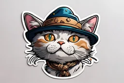 cat Sticker, character cat art, hat on his head