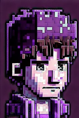 a portrait of a purple Minecraft guy, 2d, large pixel style