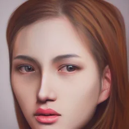  100 % modern conceptual art ,hyper realistic fine art portrait oil painting by Lu Cong and Jen Mann and Kris Knight of a very beautiful 20 year old woman , front view centered symmetrical composed and cinematic side lighting, hyper-realistic chiracsuro detailed shading and shadows, precise brushstrokes and subtle blended variations in skin color temperature, perfectly proportioned symmetrical facial features, hyper detailed dark eyes with dark circles, cgsociety, trending artforum, octane re