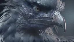 close up of a gorgeous bird man, cinematic lighting, slate gray, intricate, realistic,