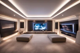 home cinema room with LED lighting in the walls make sure the room is completely symmetrical