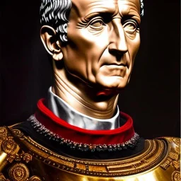 Ultra detailed fullbody Portrait in oil on canvas of Julius Caesar with armor,helmet,extremely detailed digital painting,ultrarealistic skin,intense stare, extremely detailed face, crystal clear eyes, mystical colors ,perfectly centered image, perfect composition, rim light, beautiful lighting,masterpiece ,8k, stunning scene, raytracing, anatomically correct, in the style of Simon Bisley and Ohrai Noriyoshi and robert e howard and Steve Jung and Wizyakuza and uncannyknack.