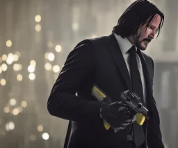 John wick in a banana suit riding a duck