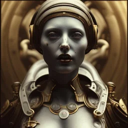 a greek marmor statue of a woman, steam punk, scary, horror, realistic, made in octane, cinematic, movie, CGI, ultra-realistic, extremely detailed octane rendering, 8K, VRAY Super Real ar 2:3, dof photorealistic futuristic 50mm lens hard lighting dark gray tintype photograph, realistic lighting, sephia colors