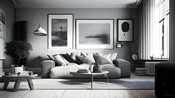 Living room interior with gray