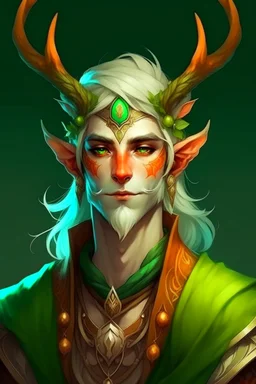 (green hair), elf, masculine