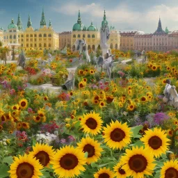 Center of Vienna, flower store with sunflowers