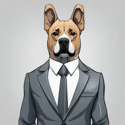 make one realistic business dog that are made of shapes and have a suit on