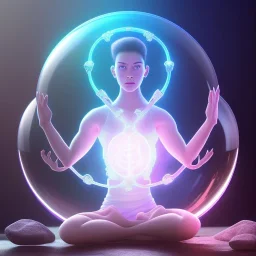 young yoga master holding up a glass shield, power surge , maze background , levitated lab equipment, 4k, Highly Detailed, Masterpiece, perfect eyes, Digital Illustration, Cinematic Lighting, Realistic, Sharp Focus, Centered, Beautifully Lit, Bioluminescent by Stanley Artgerm Lau