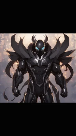 Rainhard suit mix with venom symbiote in solo leveling shadow artstyle, rainhard armor, demon lord them, intricate details, highly detailed, high details