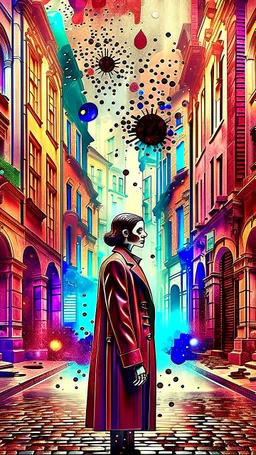 Old city ,minimalism, surreal beautiful fashion portrait,splash art explosion,minimalist surreal surrounding background,surreal lonely depth,deep soul spirit,fantasy surreal geometry,flat,utopia,album art,cover art,album cover,cinematic,8k,epic movie still,sharp focus,by Gustav Klimt,pascal blanche,rutkowski,repin,artstation hyperrealism painting concept art of detailed character,design matte painting,leaf