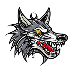 A simple black and white line drawing of an wolf in old school tattoo style