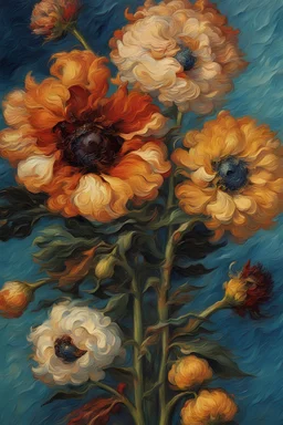 Multi Colors Big Flower Close up by Van Gogh