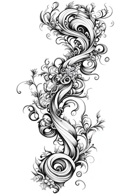 semi realistic Totem swirly vine design line art