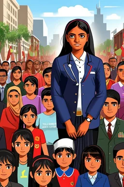 Opening shot: A noisy public place with a small and tense crowd gathered around Dr. Shumukh, a 10-year-old girl, a fierce and confident business leader. Dr. Shumukh is a commanding voice; Ladies and gentlemen, comrades and loyalists, thank you for being here today. We stand on the brink of change, about to regain what is right for us, (he lifts his fist) [cut shots from the crowd, capture their concentrated expressions and intense energy see the design etched on your faces.