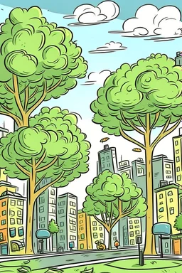 city trees old cartoon