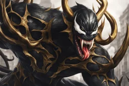 venom grendel in 8k realistic anime e drawing style, close picture, Deer them, intricate details, highly detailed, high details, detailed portrait, masterpiece,ultra detailed, ultra quality