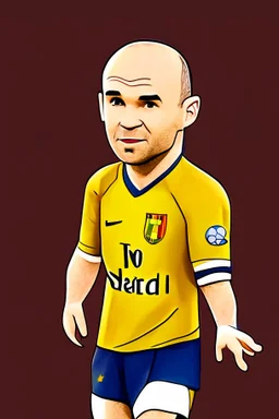 Andres Iniesta football player ,cartoon 2d