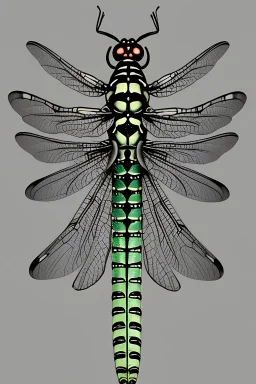 A highly detailed scientific illustration depicting the mouthparts of a dragonfly larvae close-up and in cross section uncropped centered and symetrical, a fine line technical pen and ink illustration with watercolor hand coloring, drawing with perfect precise lines and stippling