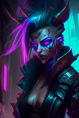 Yone from league of legends in style cyberpunk demon