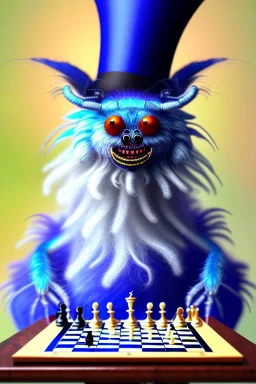 hairy blue spider wearing a top hat and playing chess, neo-impressionism, trending on artstation, jungle setting, pastel colors,