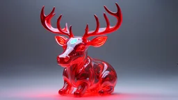 instant christmas, neon red reindeer, high quality fantasy art of a beautiful raging reindeer made of transparent glass, glowing within, delicate figurine, red nose, kawaii, chibi, adorable, flame eyes, ultra Realistic, Extreme Detailed, beautiful Prism light, neon light, Glass made ultra Detailed transparent raging red reindeer, ultra transparent, wearing glass made transparent luxury Armor, Hyper realistic art skull joker demon concept art portrait by Casey Weldon, Olga Kvasha, Miho Hirano