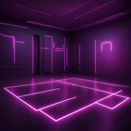 Hyper Realistic purple & maroon neon floor in a dark room