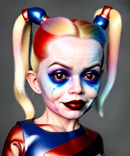 Harley quinn toddler, full body, soft skin, dramatic lighting, hyper realistic