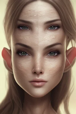 brunette elf, normal skin, 8k, anatomically correct, smooth skin, anatomically perfect face, anatomically perfect ears, anatomically perfect body in frame, beautiful perfect face, clean face, cute fine face, dynamic pose, high definition, highly detailed, hyper detailed, intricate detail, intricately detailed, octane render, perfect body, pointy ears, smooth, symetrical eyes, strikingly beautiful, ultra detailed, volumetric light, visible pointy ears.
