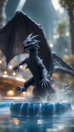 naked dementor petting his soap star fluffy dragon in a big jump water slide,bokeh like f/0.8, tilt-shift lens 8k, high detail, smooth render, down-light, unreal engine, prize winning