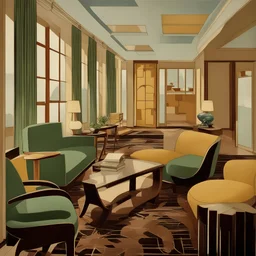 1940s architecture with art deco furniture