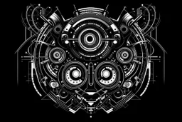 techno music awaken the machines simple black and white