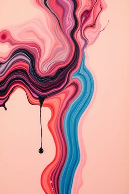 A women painted with Liquid abstract painting, worm colors Stand, liquid pattern