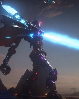 giant robot firing rockets against a vulnerable woman, intricate mech details, ground level shot, 8K resolution, Cinema 4D, Behance HD, polished metal, Unreal Engine 5, rendered in Blender, sci-fi, futuristic, trending on Artstation, epic, cinematic background, dramatic, atmospheric