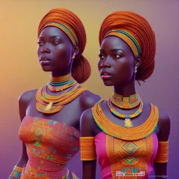 kente african bride model, full body, cinema 4d, octane render, high detail