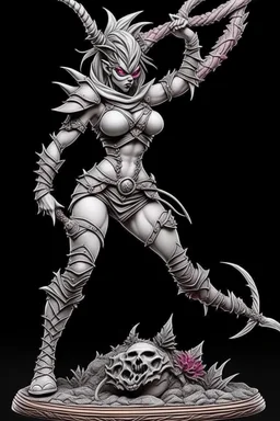 female gray skin, Shadar-Kai wielding a Whip a whip made out of black thorns, clothes with a dark rose theme