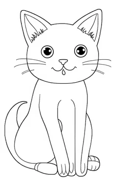 blank colouring book, simple picture for toddlers, cat