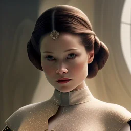 extremely detailed 8k hyperspace wallpaper,complete and photo realistic detailed head to toe stunning photo realistic portrait of Emilie De Ravin as Princess Leia in star wars with photo realistic minimal and unpretentiously updo hair, brown eyes, professional majestic photo realistic painting by Ed Blinkey, Atey Ghailan, by Jeremy Mann, Greg Manchess, Antonio Moro, trending on ArtStation, Intricate, High Detail, Sharp focus, dramatic, realism, beautiful and detailed lighting