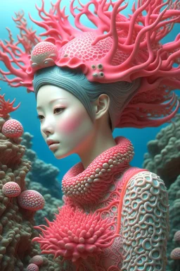 Coral creature , 3d 4k octane render, lifelike, photorealistic, artstation, illustration, smooth, sharp focus, ornate, intricate, complex, highly detailed, digital painting, smooth, art by tom bagshaw, akihiko yosh