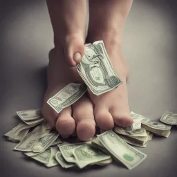 cloven foot holding money